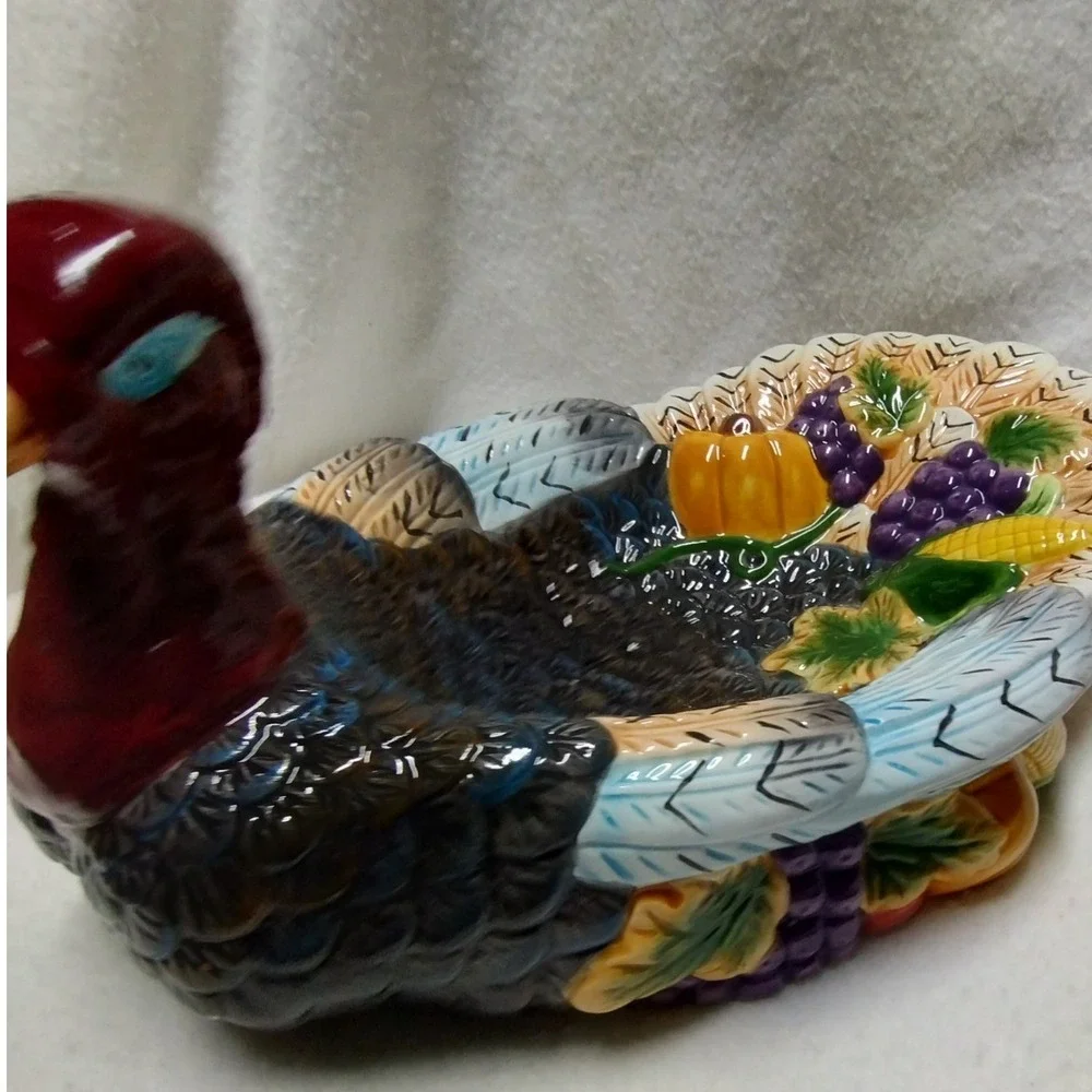 Cracker Barrel Turkey Serving Bowl Harvest Centerpiece Thanksgiving Decor